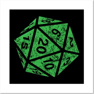 RPG Dice d20 | Distressed Green Color Posters and Art